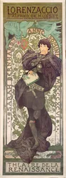 Lorenzaccio, Sarah Bernhardt, Renaissance Théâtre de la Renaissance -teatterissa (juliste), 1896
